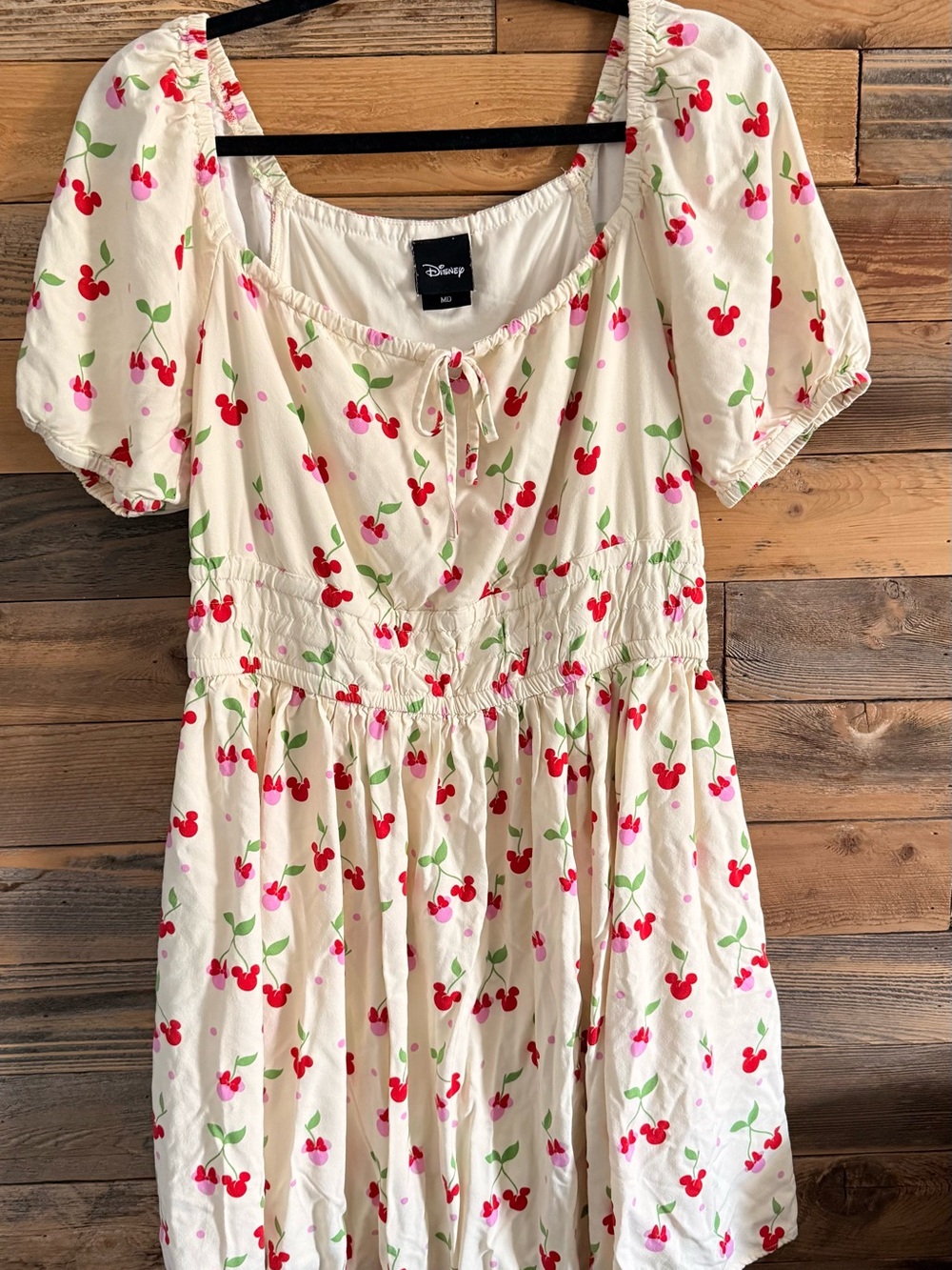 Disney Cream Mini Dress with Red & Pink Cherry Print